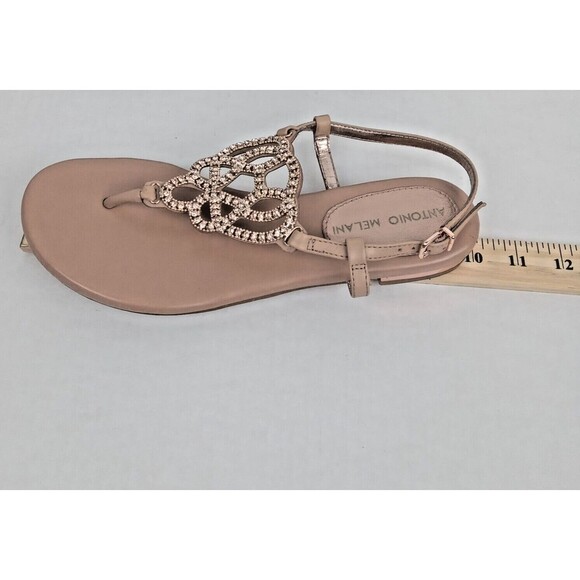 ANTONIO MELANI Tan Sandals with Gold Accents - Picture 10 of 15